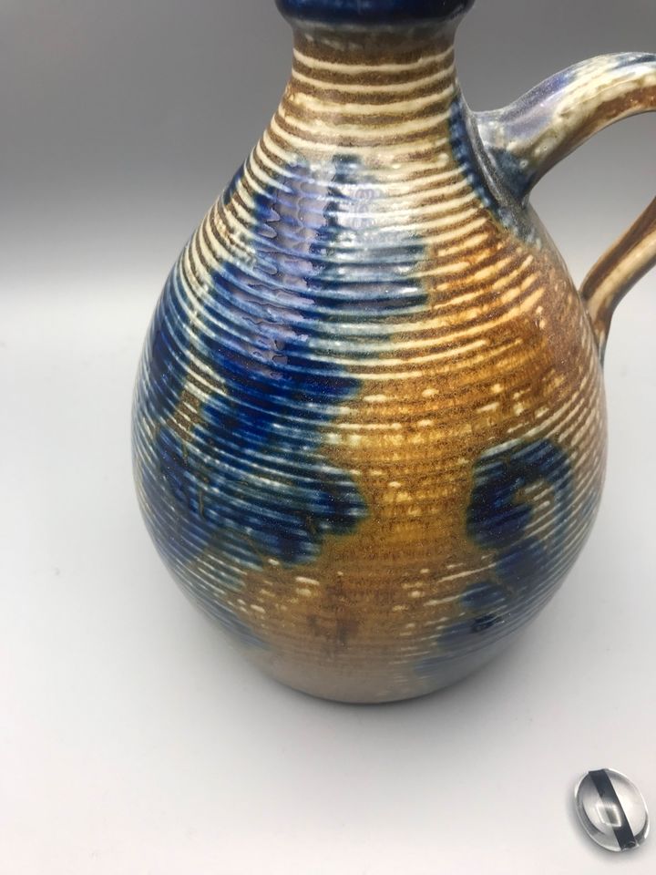 Krug Keramik Vase blau braun vintage in Chemnitz