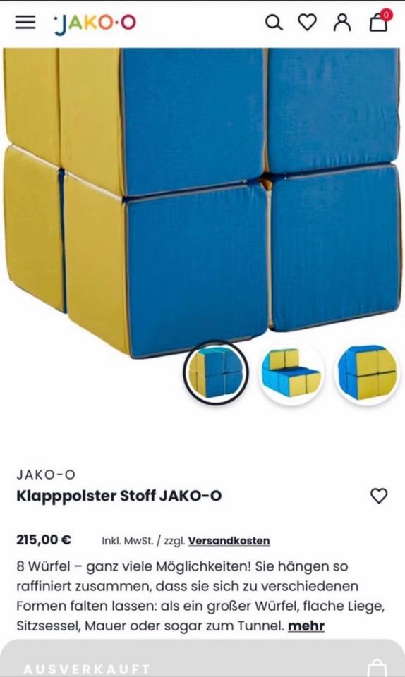 Sitzwürfel Jakoo Sofa Stoff Bausteine  Kinderzimmer Tunnel in Lichtenfels