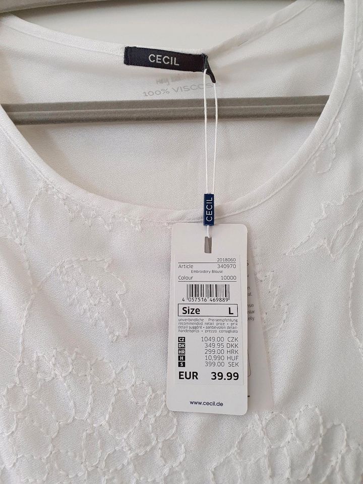 Cecil T-Shirt weiß mit Stickerei neu in Wedemark