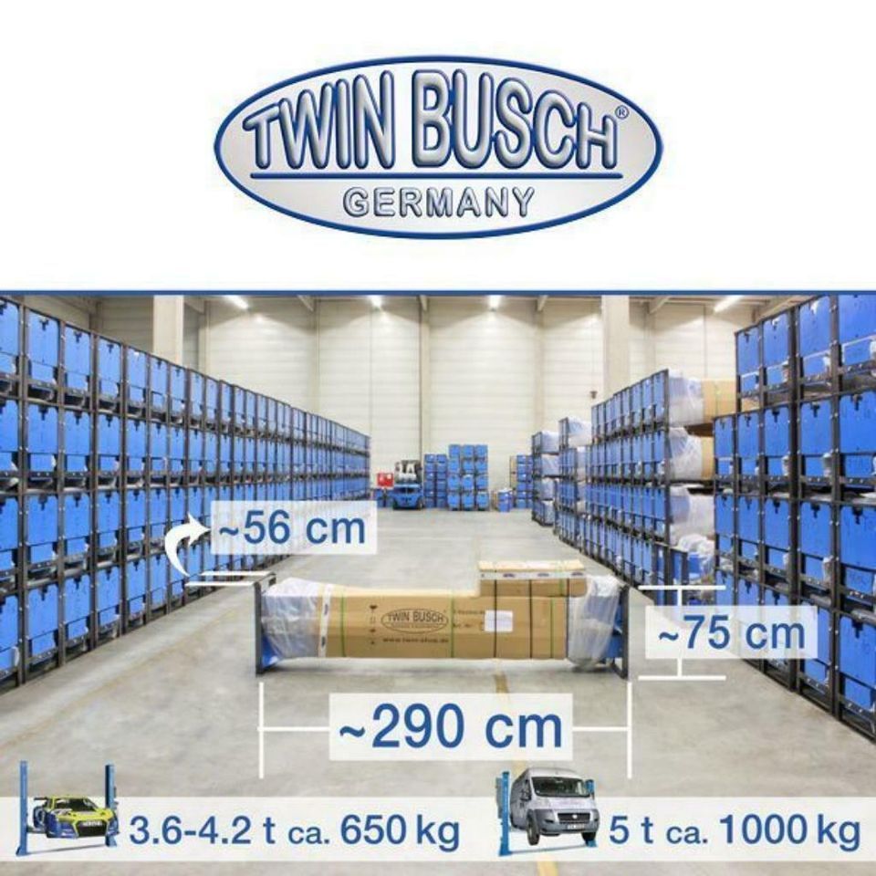 Twin Busch ® 2 Säulen Hebebühne 4.2 t - TW242E | Basic-Line - Blau / Anthrazit in Ludwigsfelde