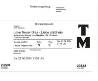 4x Tickets für das DomplatzOpenAir Musical Love never dies Niedersachsen - Wesendorf Vorschau