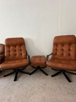 Zum Verkauf 2 echtlederne Stühle/Sessel mit Hocker in top Zustand Saarbrücken-West - Burbach Vorschau