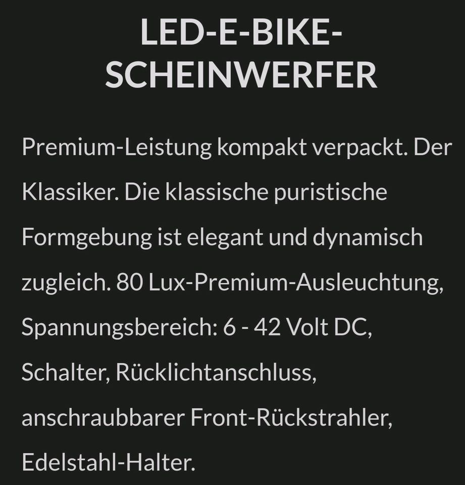 Busch& Müller Ebike Lampe 80Lux in Kiel