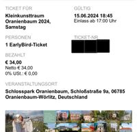 2 Karten für Kleinkunsttraum Oranienbaum 2024 Sachsen-Anhalt - Dessau-Roßlau Vorschau