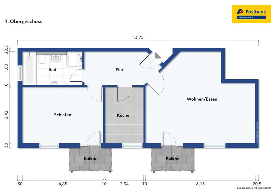 Sonnendurchflutet - 2,5-Zimmer-Wohnung mit zwei Balkonen, Personenaufzug und Außenstellplatz in Eisingen