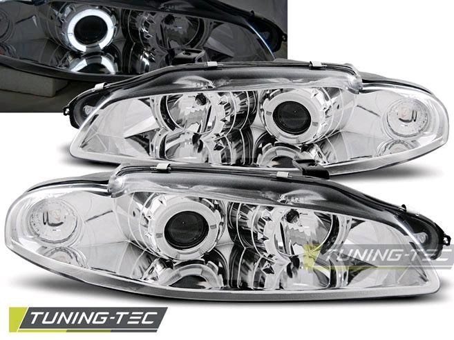 LED Angel Eyes Scheinwerfer chrom für Mitsubishi Eclipse 97-98 in Calden