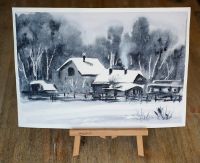 Aquarell Bild selbstgemalt Maße 41,5x29,5 *Winterlandschaft, Haus Rostock - Evershagen Vorschau