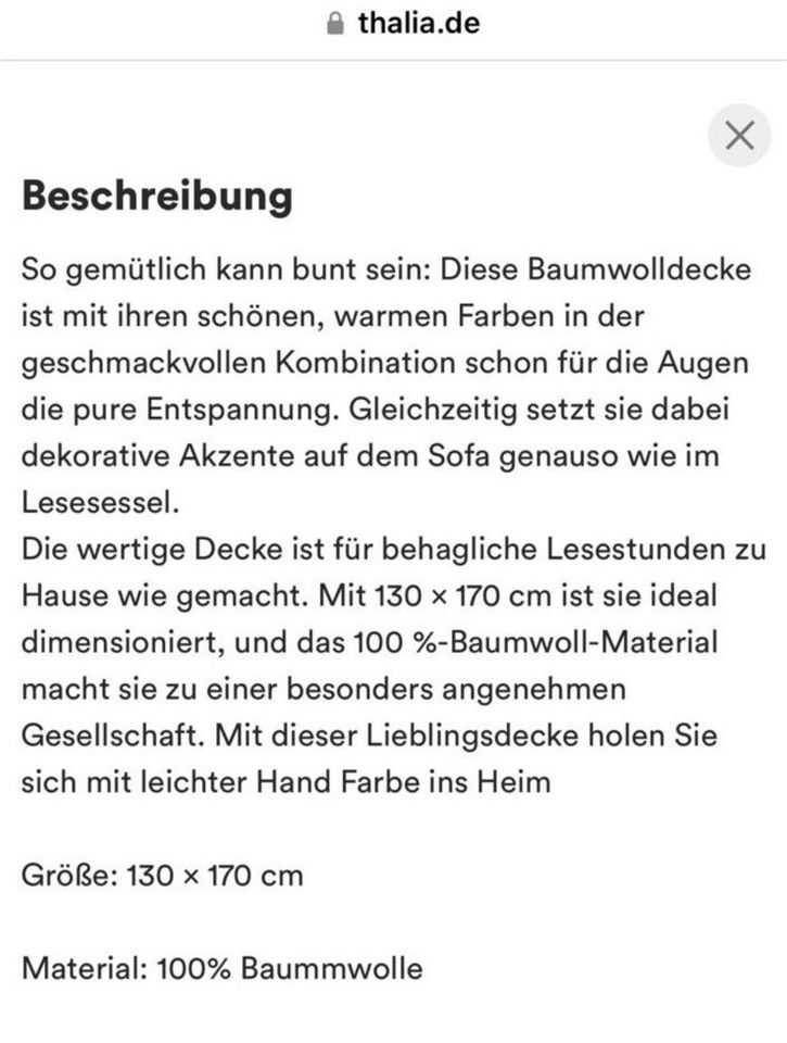 Neu- BookLover Strickdecke aus 100% Baumwolle, 130x170cm in Düsseldorf