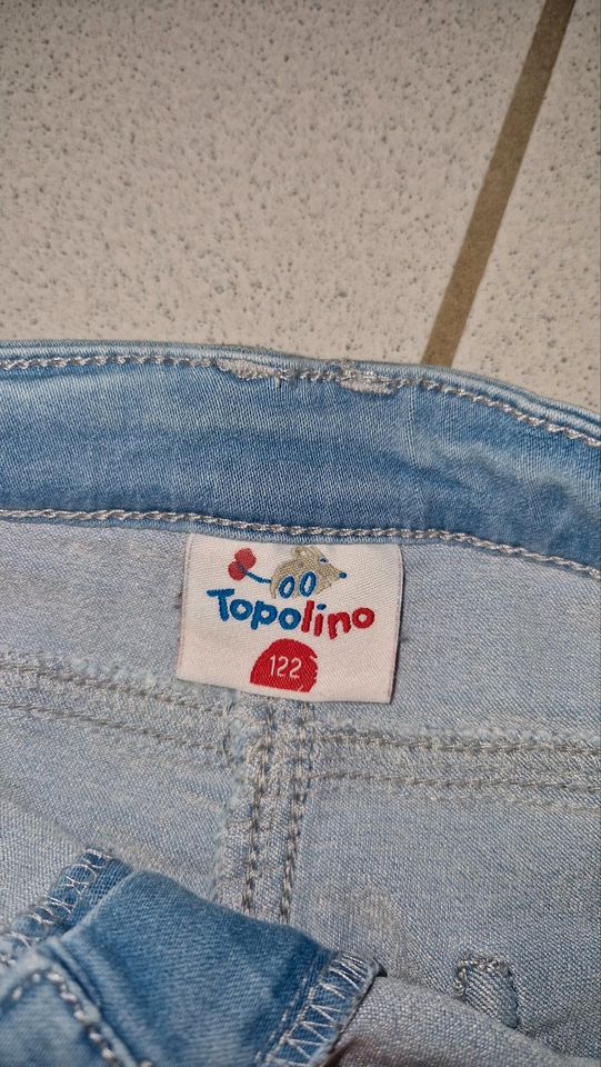 Capri Jeans kurze Hose Mödchen Stickerei Spitze Marienkäfer 122 in Bellheim