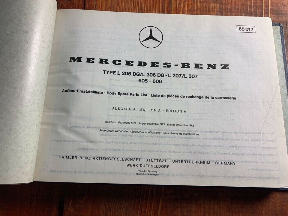 Mercedes – Benz Aufbau – Ersatzteilliste L 206 DG/L 306 DG-L in Erwitte