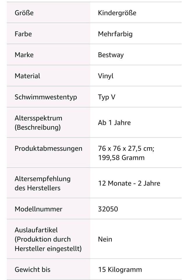 Schwimmring von 1-2 Jahre von bestway in Stedesand 