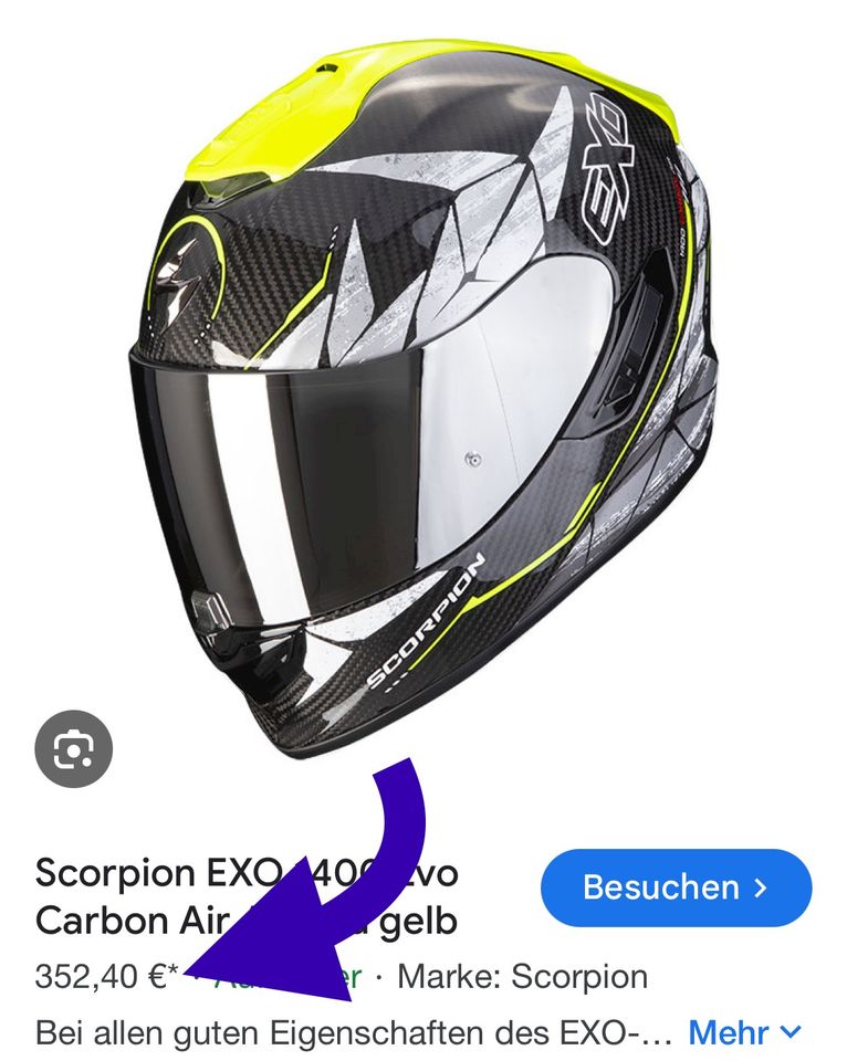 Motorradhelm Scorpion Integralhelm Exo-1400 Carbon. (Größe Large) in Gießen