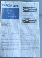 EXAKTA LENS 70-300 mm  F 4.5-5.8 MC MACRO Bedienungsanleitung Hamburg-Mitte - Hamburg Hamm Vorschau