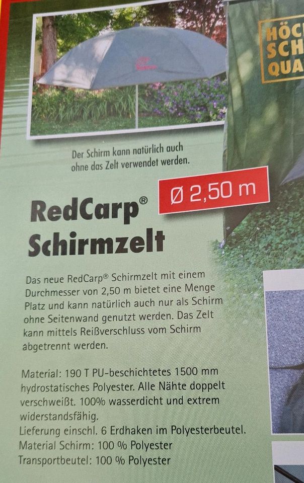 Schirmzelt Red Carp 2.50m Angelschirm Angeln in Ratingen