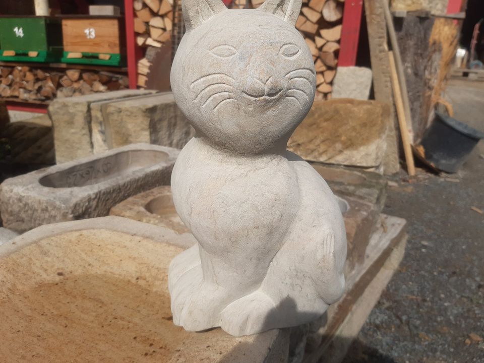 Sandstein Katze Kater Haustier Katzen Tier Statue Figur Skulptur in Reinhardtsgrimma