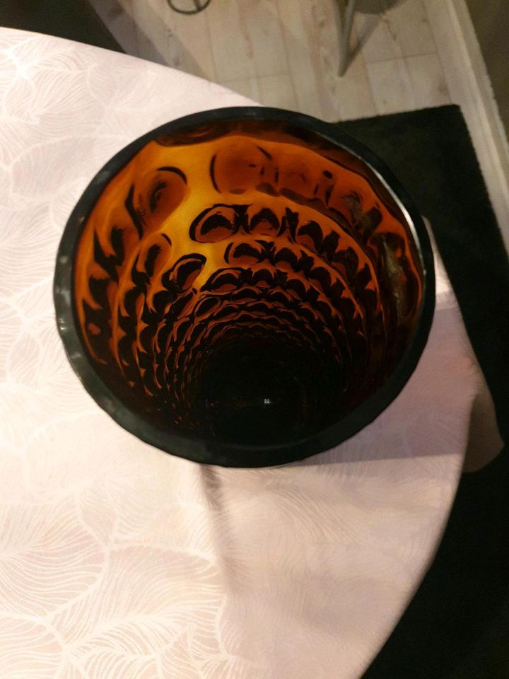 Vase  60er / 70er Jahre groß Glas Glasvase Vintage braun in Kronberg im Taunus