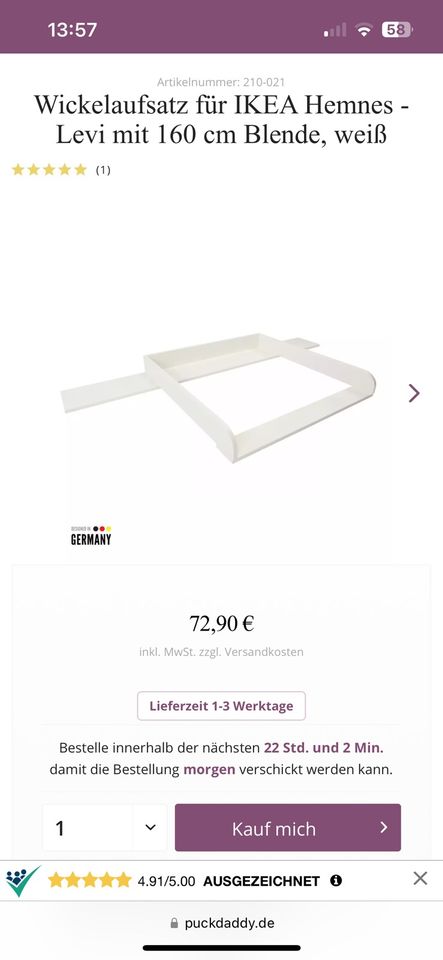 Wickelsufsatz für Ikea Hemnes in Dahme/Mark