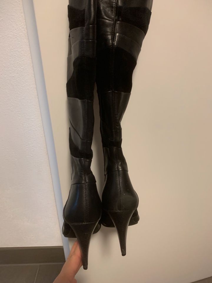 Lederstiefel Damen schwarz Größe 38 in Teuchern