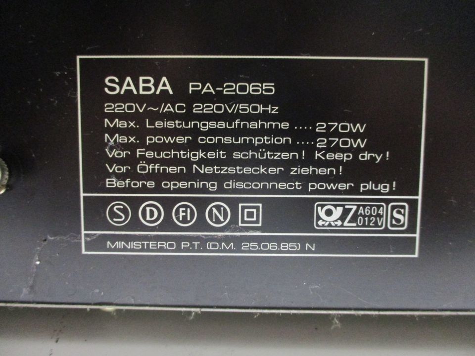 SABA PA-2065 Power Amplifier Equalizer Verstärker,270 Watt defekt in Hermeskeil