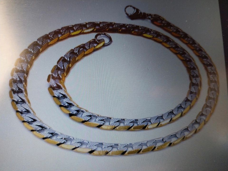 Luxussteel 2-farbige Vergoldete mit Silberfarbene Halskette... in Allmersbach