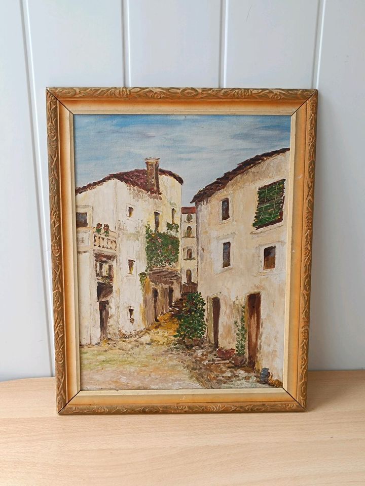 Ölgemälde spanisches Dorf in HolzRahmen 36x46 Kunst Bild Vintage in Darmstadt