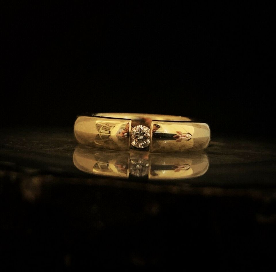 BRILLANTRING SOLITÄR RING VERLOBUNGSRING 585 14K GOLD 0,10 CT FJV in Essen