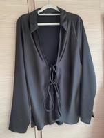 Zara - wunderschöne schwarze Satin Bluse mit Bindedetails Bayern - Gauting Vorschau
