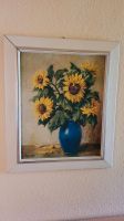 W. Schölei 1958 Bild Sonnenblumen in blauer Vase Gemälde Baden-Württemberg - Eberbach Vorschau