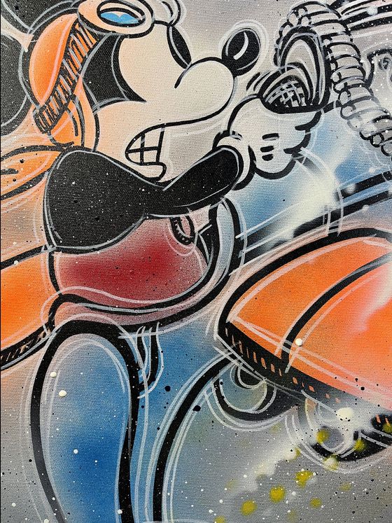 ✅Alvin Silvrants (1979) - Mickey Mouse - Whaam / Leinwand, Pop Art, Acryl, Spray, Wandbild, Kunstwerk in Horstmar