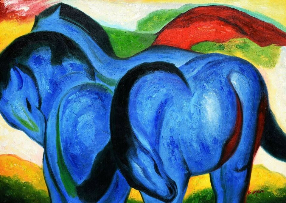 Franz Marc - Große blaue Pferde i98527 80x110cm Ölbild handgemalt in Berlin