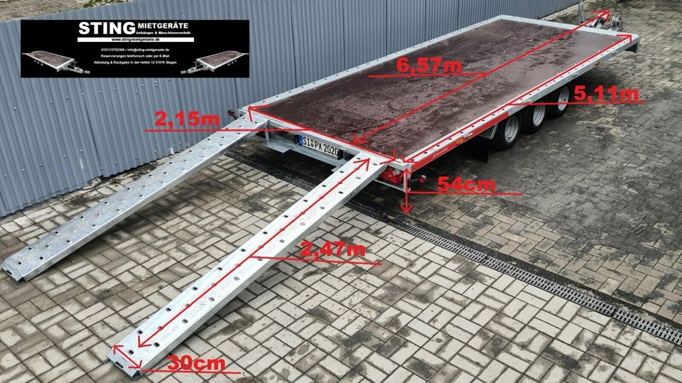 Autotransporter MIETEN/LEIHEN 3,5t Anhänger universal mit Rampen in Siegen