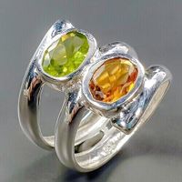 Designerring -925er Silber-14ct Gold - Peridot +Citrin -RG 17-54 Nordrhein-Westfalen - Nettersheim Vorschau