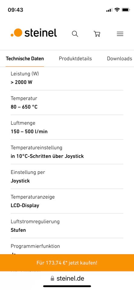 STEINEL HG 2320 E Heißluftgebläse bis 630 Grad in Bad Wildungen