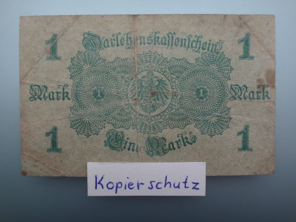 Darlehenskassenschein 1 Mark von 1914 in Plattling