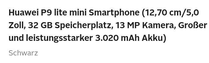 Huawei p9 Lite Mini Smartphone 32 GB Speicherplatz in Neumünster