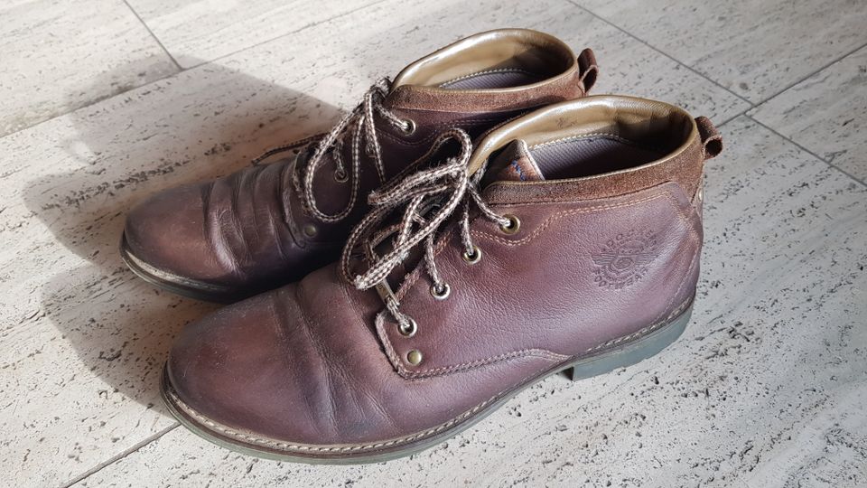 Dockers Leder Halbschuhe Schnürschuhe Boots braun Gr. 46 in Stadecken-Elsheim