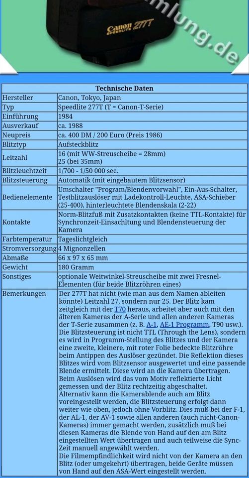 Canon Speedlite 277T Blitzgerät - Flash in Moers