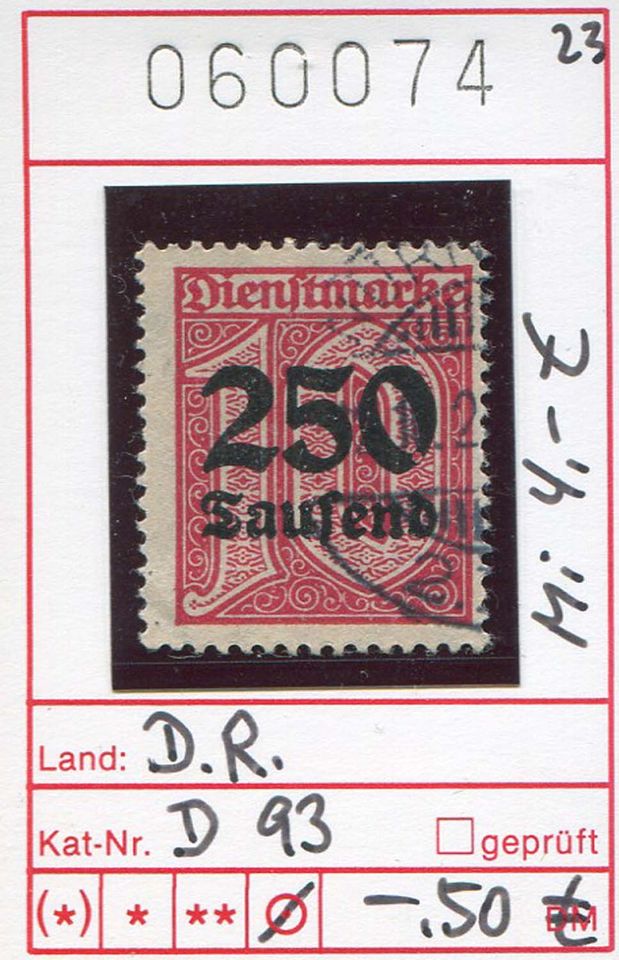 Deutsches Reich - Dienstmarken gem. Scans - einzeln erhältlich... in Köln