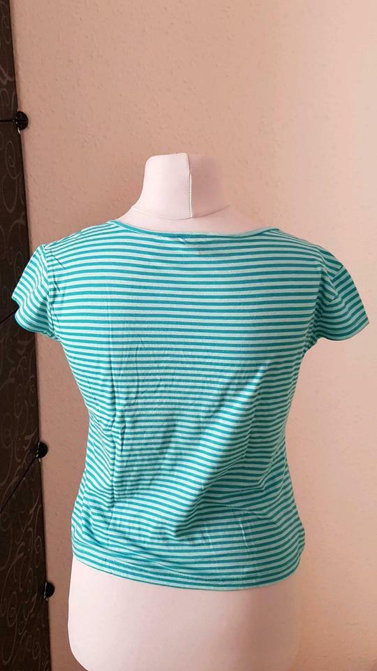 sexy kurzes Shirt, H&M, türkis hellblau gestreift, M, wie neu in Ilmenau