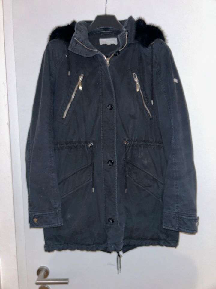 Escada Mantel/Jacke schwarz Gr 38 Kragen mit Kaninchenfell in München