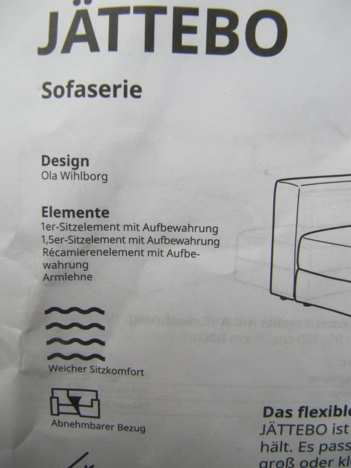 Ikea Sofa JÄTTEBO 190x160x71cm Tonerud grau NP.1049€• in Lehrte