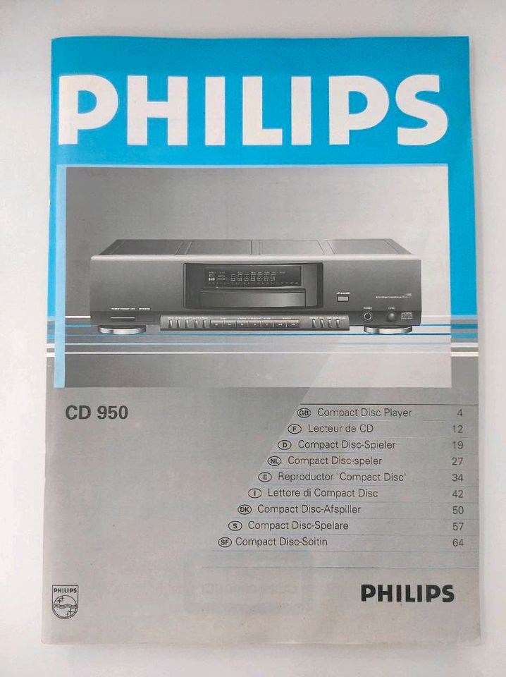 Philips CD 950 + Handbuch Retro Vintage in Wolfenbüttel