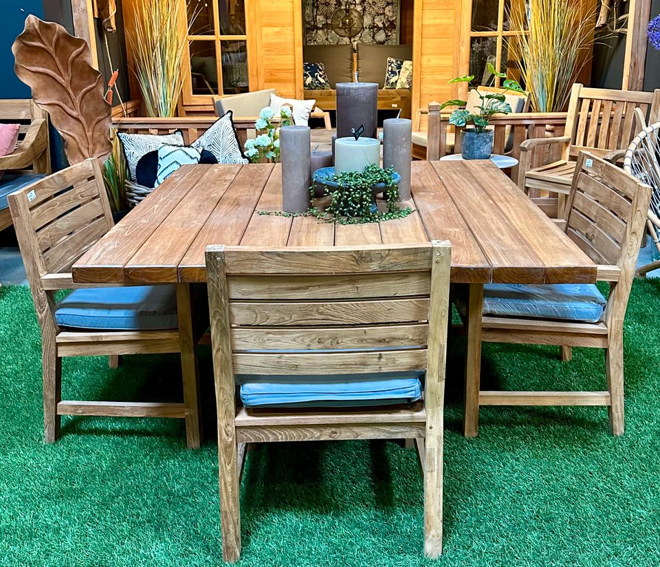 140 cm Gartentisch Teakholz mit Gestell NEU Teak Holz Massiv Gartenmöbel Garten Möbel Echtholz Tisch Outdoor Table Tuin Braun Viereckig Quadratisch Quadrat in Wermelskirchen