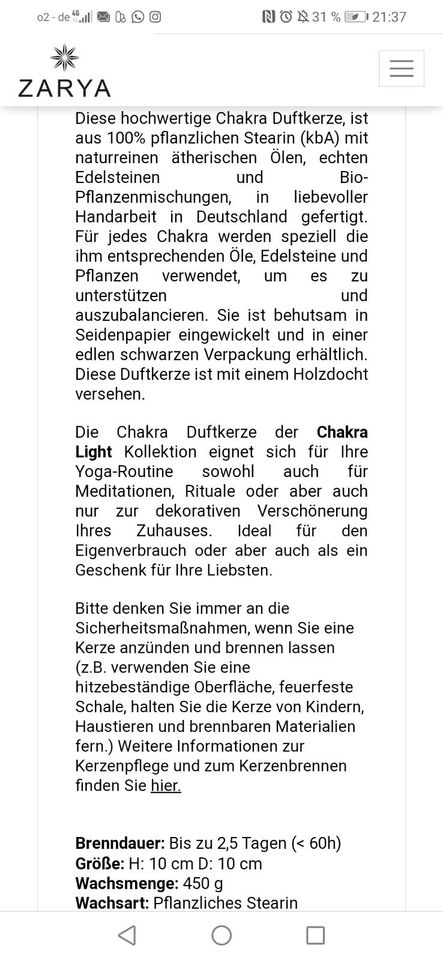 NEUE Halschakra Kerze von Zarya Duftkerze mit Edelsteinen Yoga in Würzburg