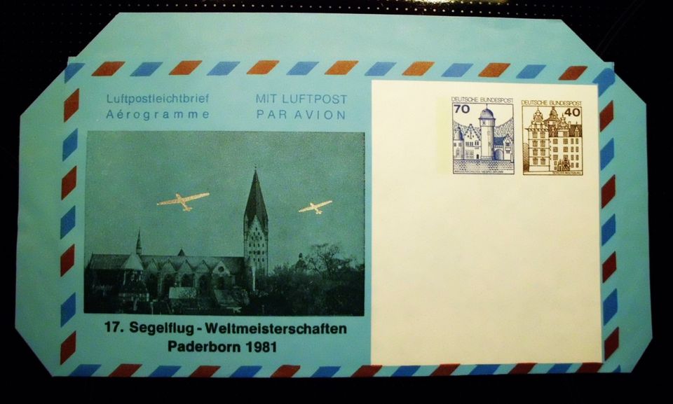 Segelflug-Weltmeisterschaft 1981, Luftpostleichtbrief + 2 weitere in Hövelhof