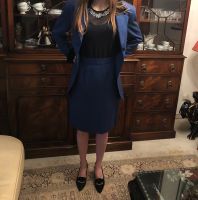 Alba Moda Kostüm: Blazer und Rock M blau Vintage Kr. München - Oberhaching Vorschau