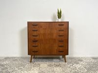 WMK Stilvolles & hochwertiges skandinavisches Highboard aus vollem Holz in Teak mit 6 Schubladen # Schrank Schubladenkommode Wäschekommode Kommode Sideboard Teakholz Danish Design Mid-Century Vintage Friedrichshain-Kreuzberg - Friedrichshain Vorschau