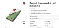 Baumit Quarzsand 0 -1 mm zum Abstreuen von Naturstein und Fliesen Sachsen-Anhalt - Magdeburg Vorschau