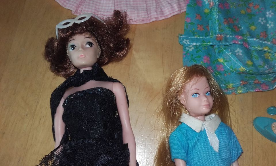 Alte Barbie & Co Puppe mit Kleidung und Zubehör Barbiekleidung in Jockgrim