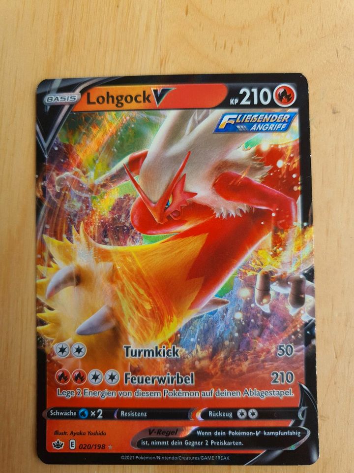 Pokemon Holo V-Karte, "Lohgock V", dt., original in Steinhöring